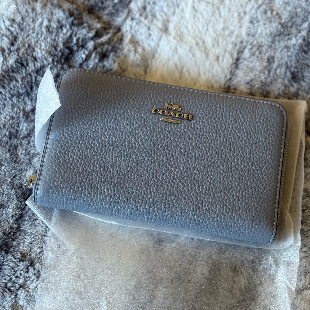 Coach Gray Pebbled Leather Wallet
